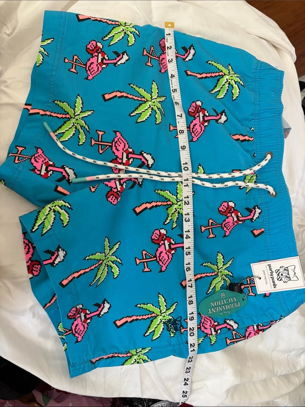 Bright Blue Flamingo Print Swim Shorts - Premium Vacation